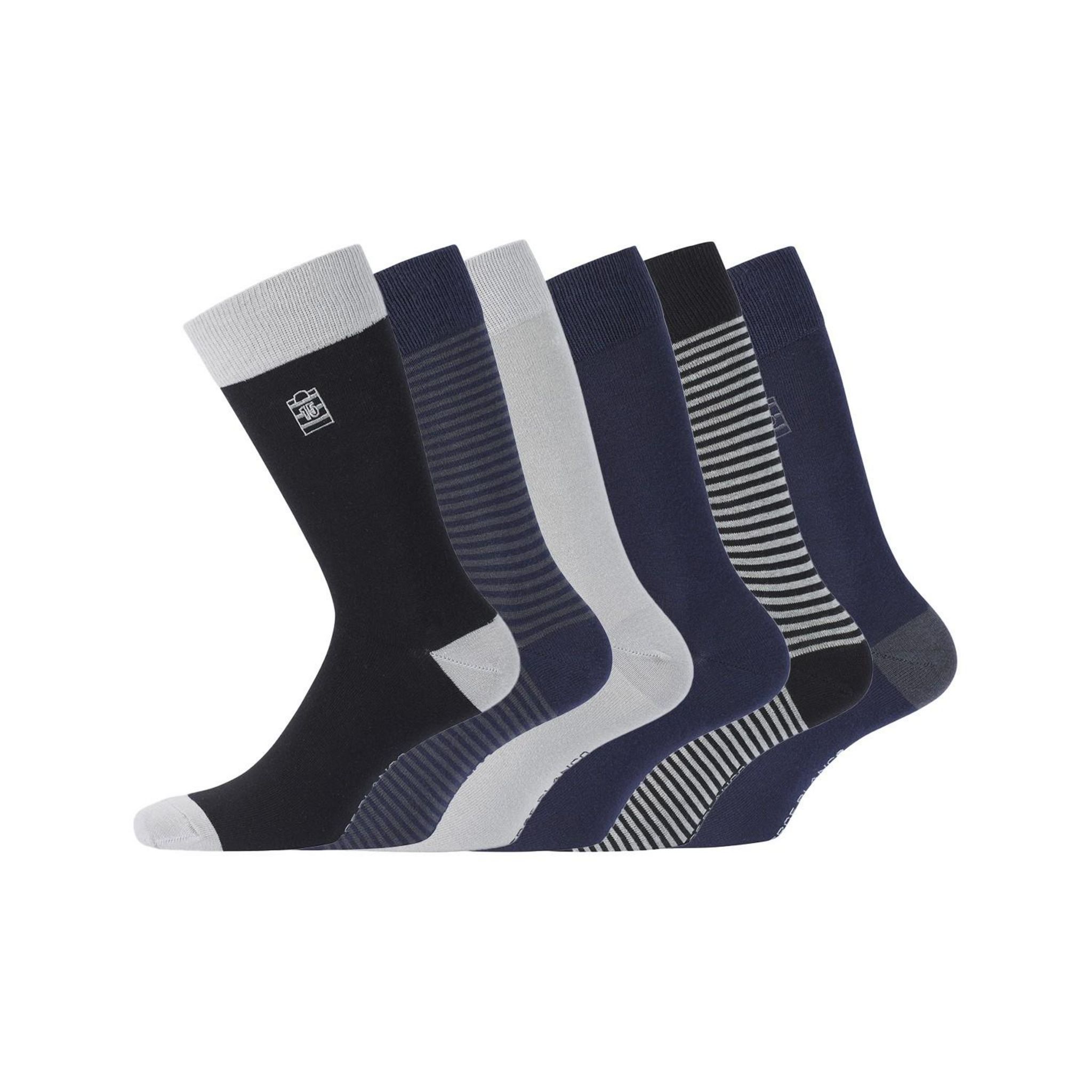 SERGE BLANCO Lot de 6 Paires de Chaussettes de ville coton homme. Coloris disponibles : Gris