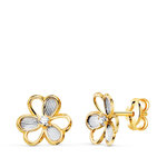 L'ATELIER D'AZUR Boucles d'Oreilles Or 18 Carats 750/000 Bicolore Trèfle - Zirconium