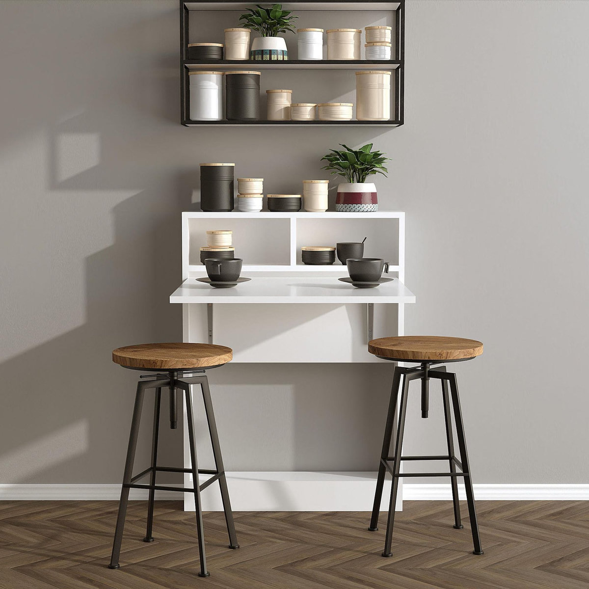 Habitat et Jardin Table de repas pliable en bois  Bracked  - 70 x 15 x 96 cm - Blanc