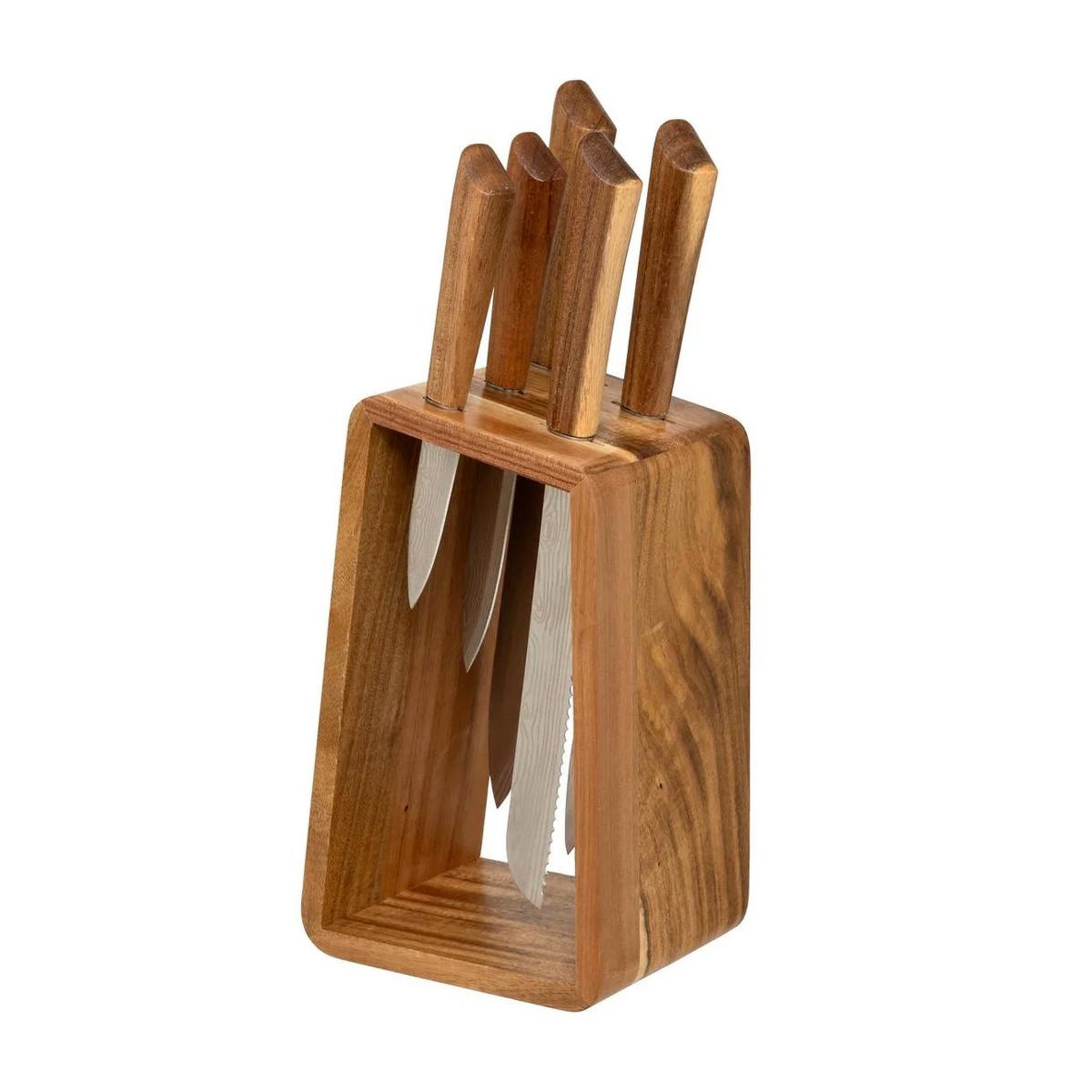 FIVE Bloc 5 couteaux en bois  acacia  36cm marron