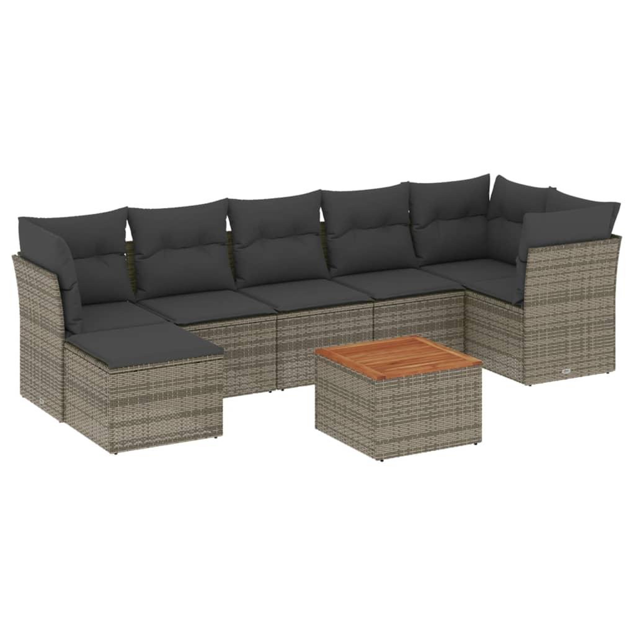 Voir la diapositive 2 : VIDAXL Salon de jardin 8 pcs avec coussins gris resine tressee