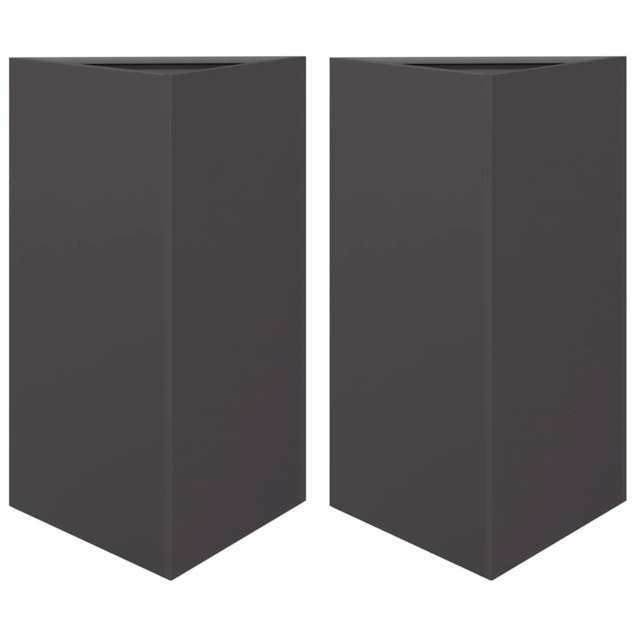 Voir la diapositive 2 : VIDAXL Jardinieres 2 pcs noir triangulaire 50x43x75 cm acier