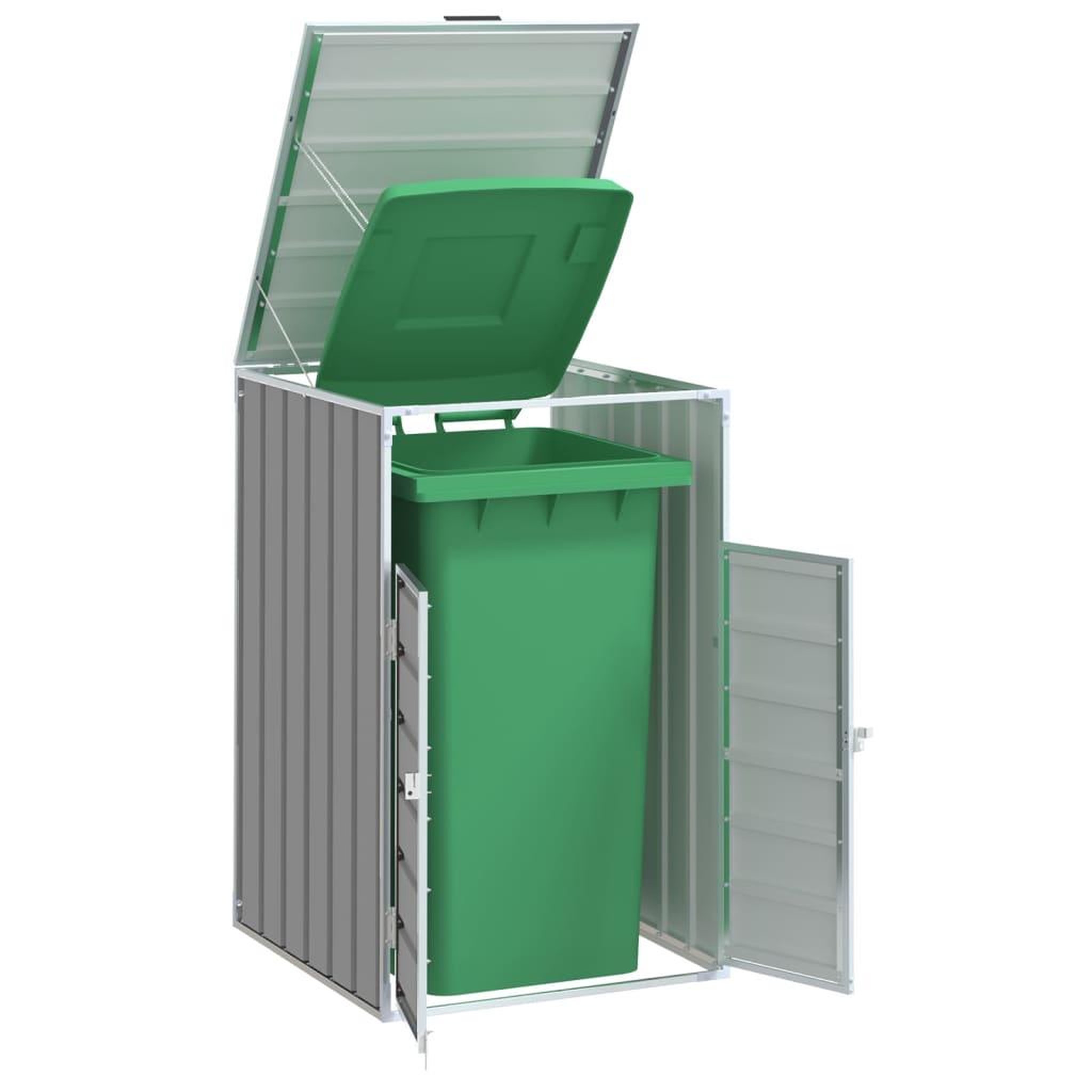 VIDAXL Rangement a roulettes pour poubelles pour bac unique gris acier