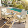 Voir la diapositive 2 : MERAX Salon de jardin 2 places avec 2 fauteuils bascule et table verre trempé