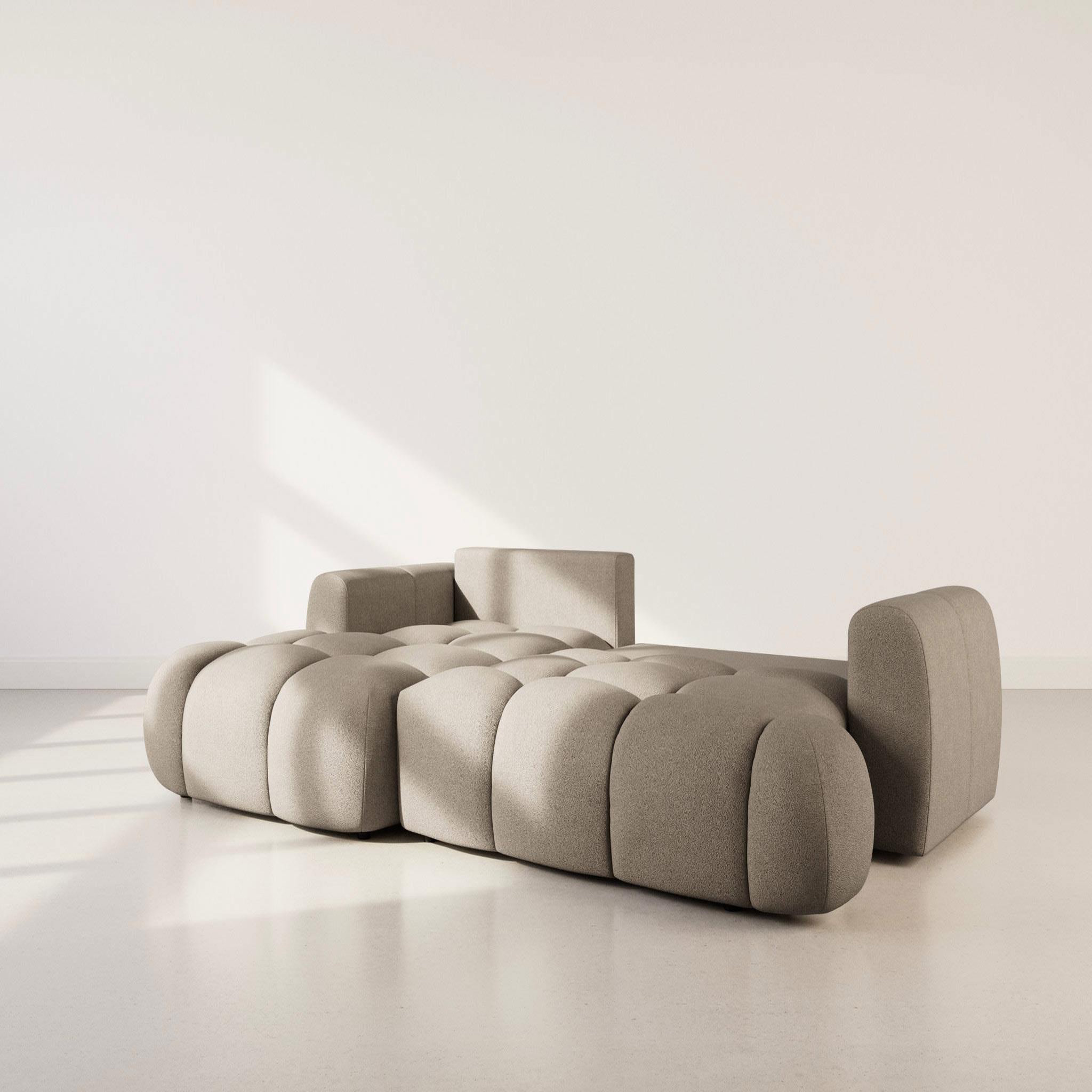 Voir la diapositive 4 : BEST MOBILIER Yulin - canapé d'angle gauche 4 places convertible avec coffre en tissu bouclette