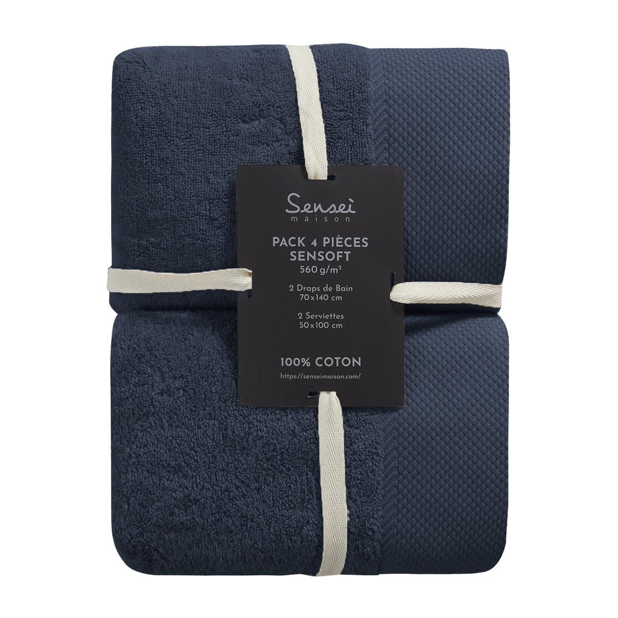 Voir la diapositive 5 : Sensei Maison Ensemble de bain 4 pièces Zéro Twist SENSOFT (2 draps de bain + 2 serviettes)