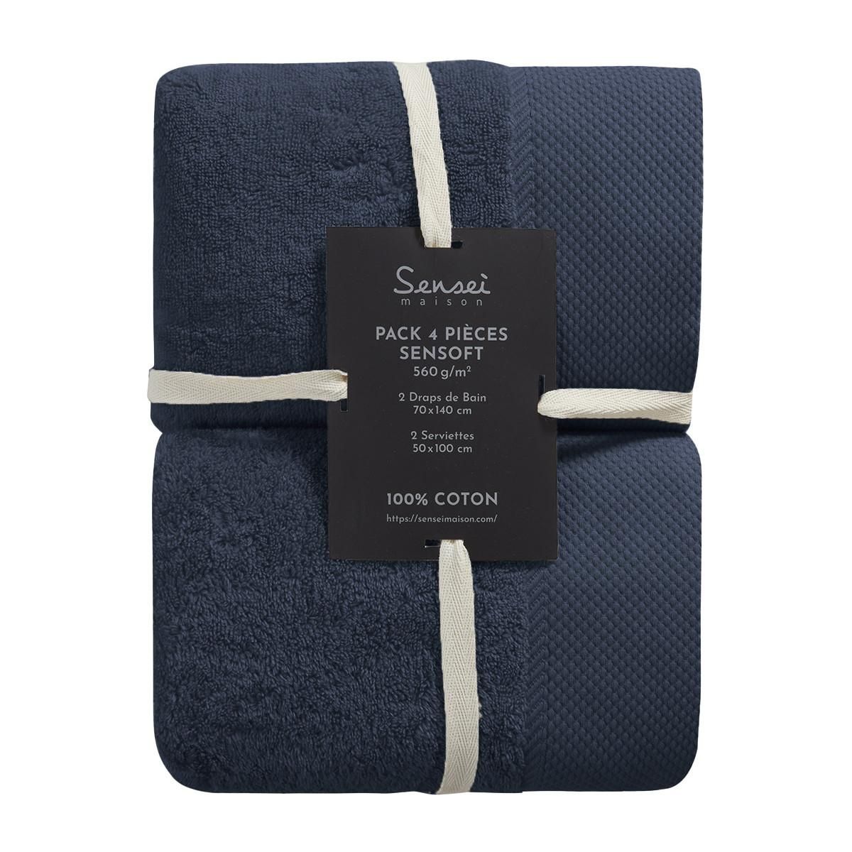 Sensei Maison Ensemble de bain 4 pièces Zéro Twist SENSOFT (2 draps de bain + 2 serviettes)