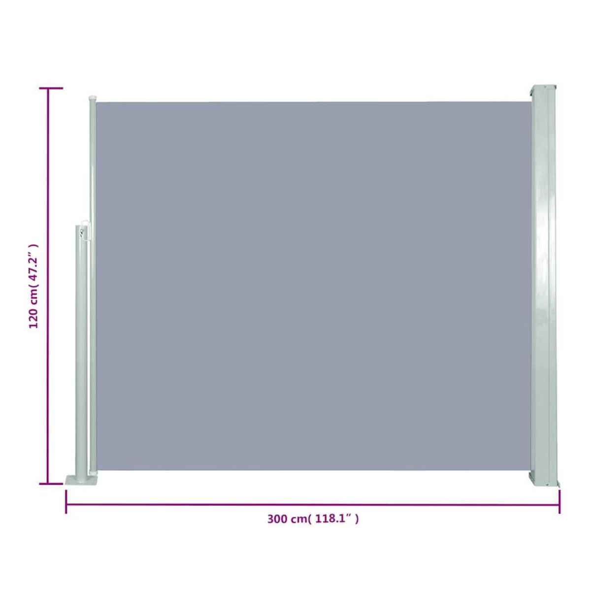 VIDAXL Auvent lateral retractable 120 x 300 cm Gris