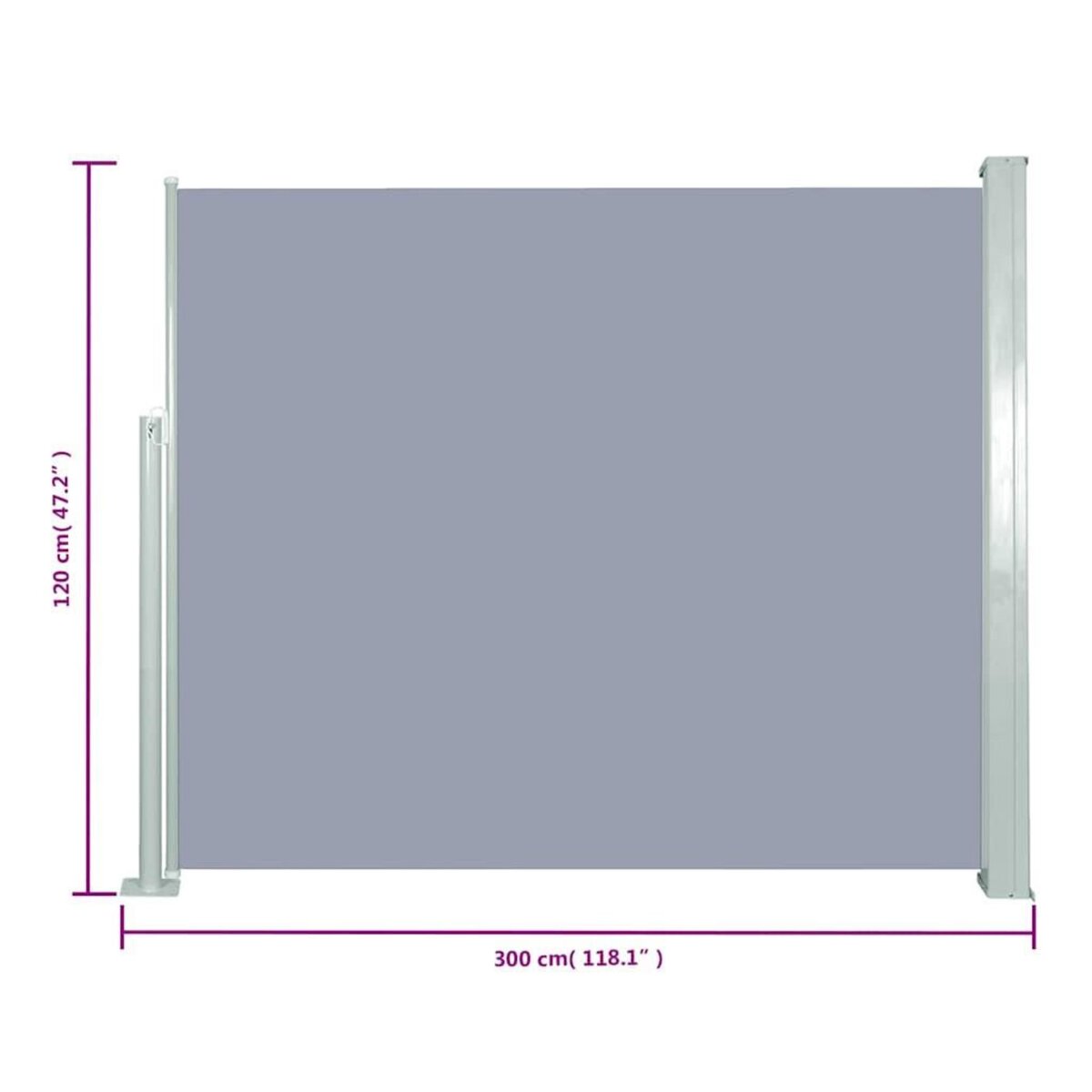 VIDAXL Auvent lateral retractable 120 x 300 cm Gris