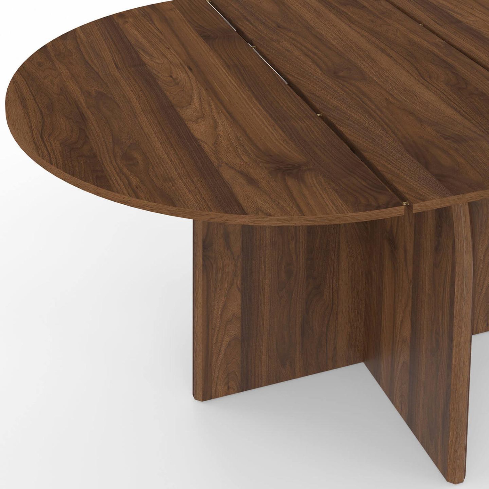 Voir la diapositive 6 : ID MARKET Table à manger extensible japandi ronde edith 4-8 personnes pied central design arrondi noyer 110-150 cm