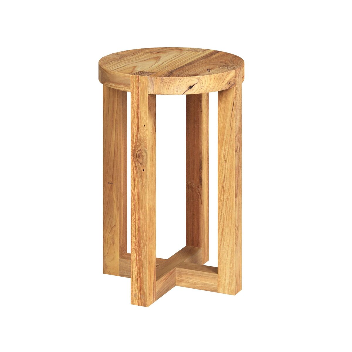 Rendez vous déco Tabouret rond en bois de teck recyclé H45,5 cm-Noé