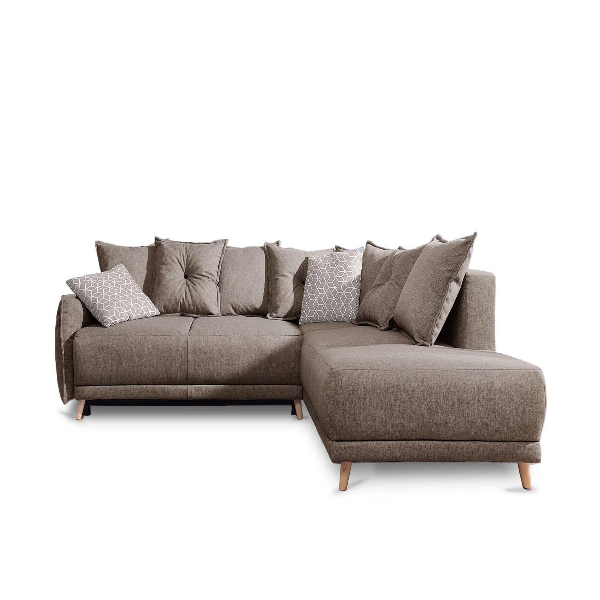 Voir la diapositive 6 : BEST MOBILIER Lena - canapé d'angle droit convertible- 5 places - latte - style scandinave - café latte