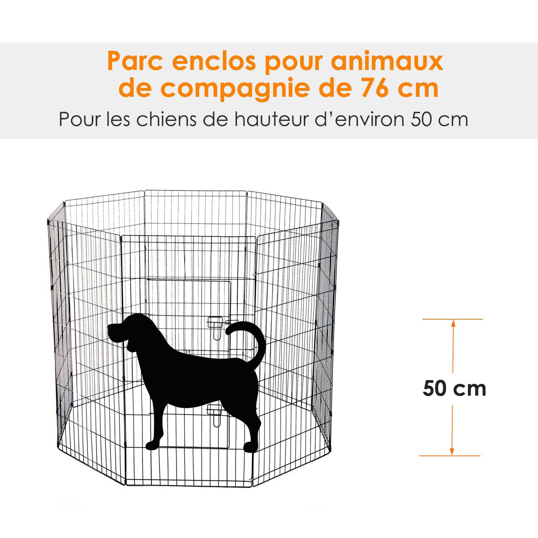 Voir la diapositive 5 : PAWHUT Parc enclos acier pour chien animaux 1 porte 8 panneaux 76l x 61l cm noir