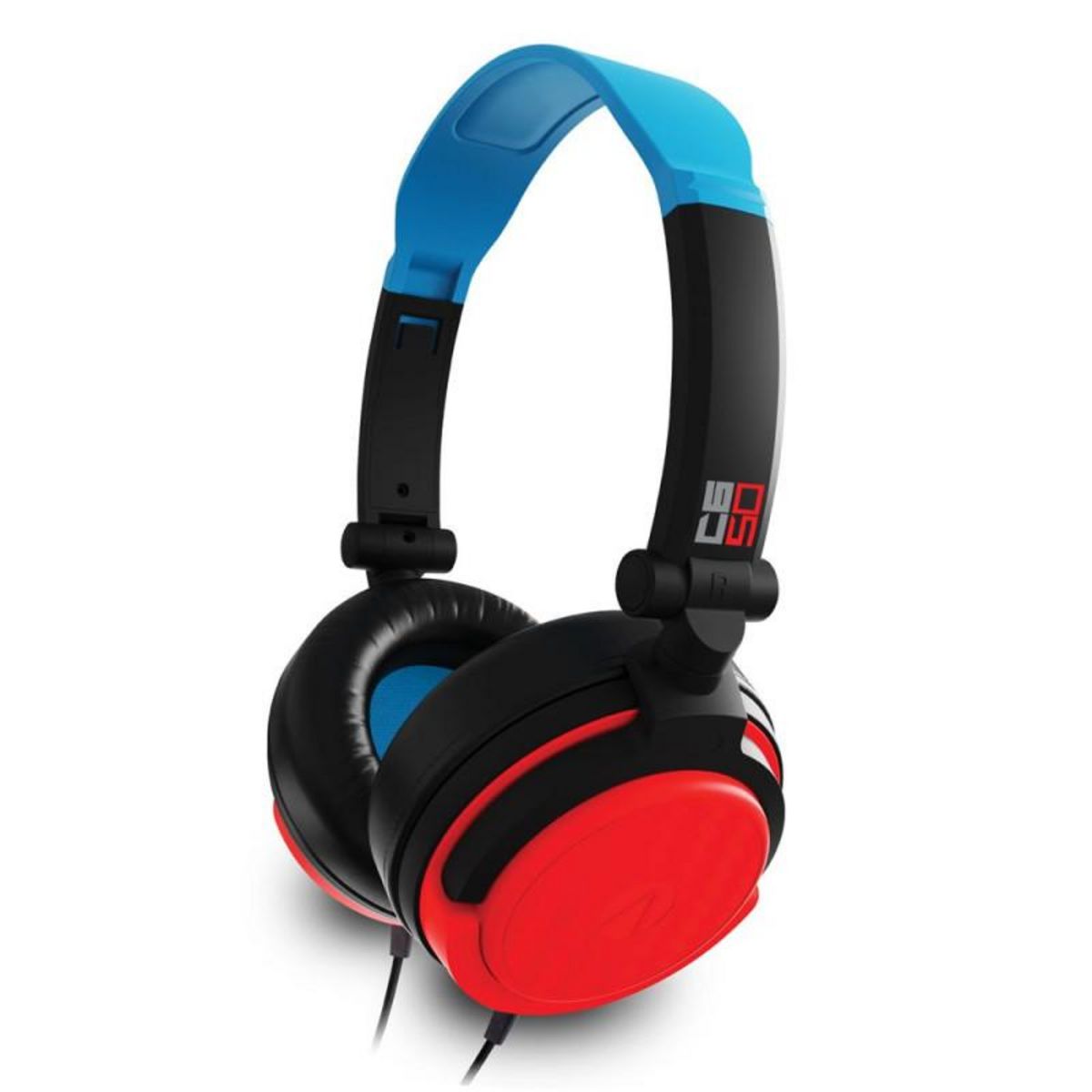 Just for games Casque pour console Just For Games Stealth C6 50 pour Nintendo Switch Xbox Playstation PC Bleu Néon et Rouge