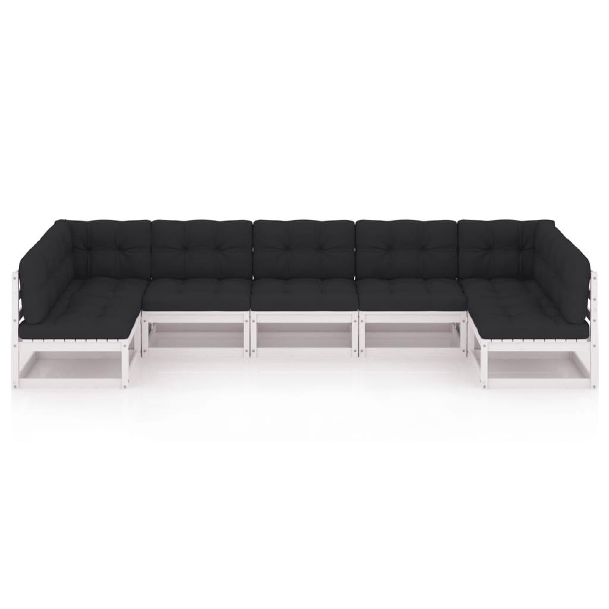 Voir la diapositive 3 : VIDAXL Salon de jardin 7 pcs avec coussins blanc bois de pin massif