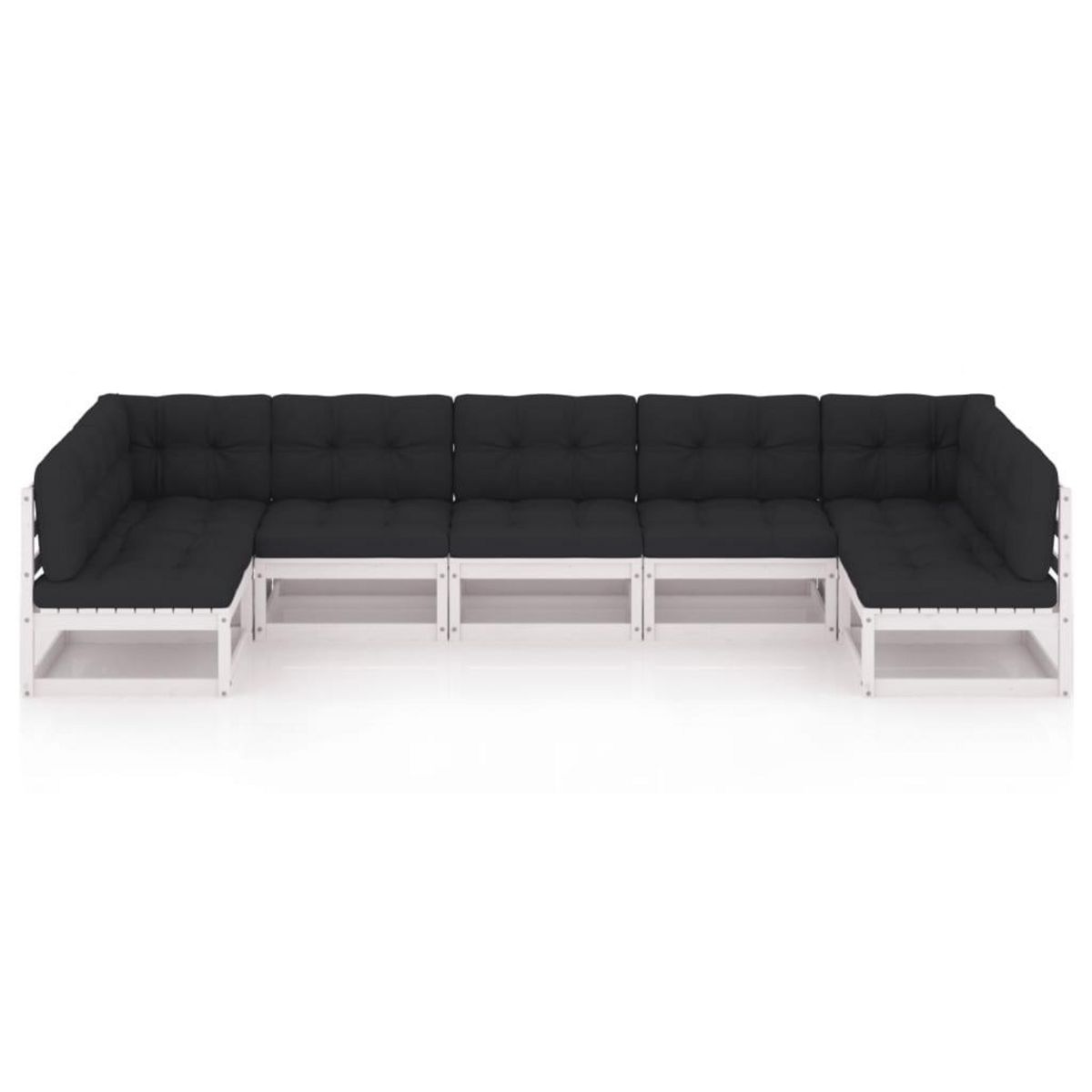 VIDAXL Salon de jardin 7 pcs avec coussins blanc bois de pin massif