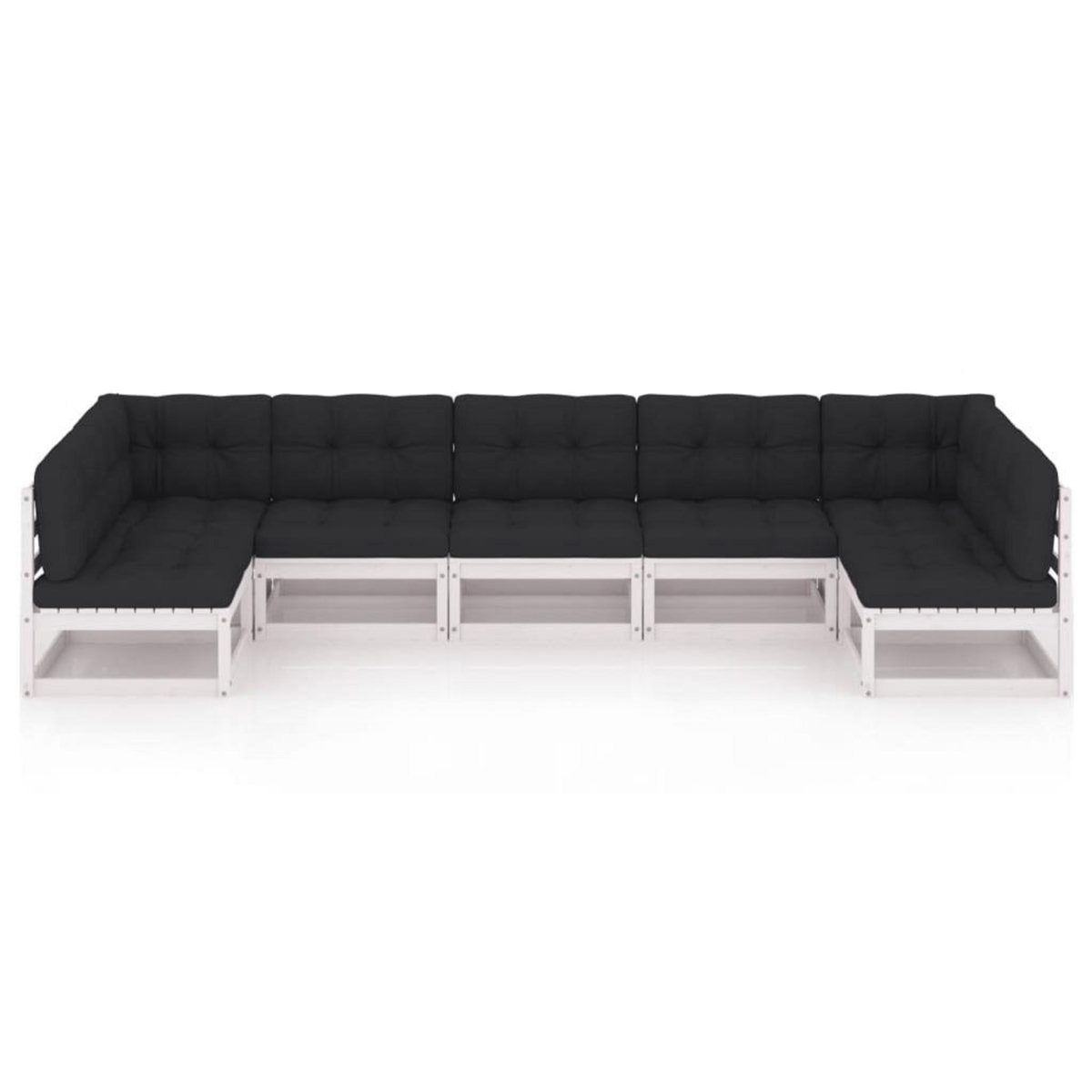 VIDAXL Salon de jardin 7 pcs avec coussins blanc bois de pin massif