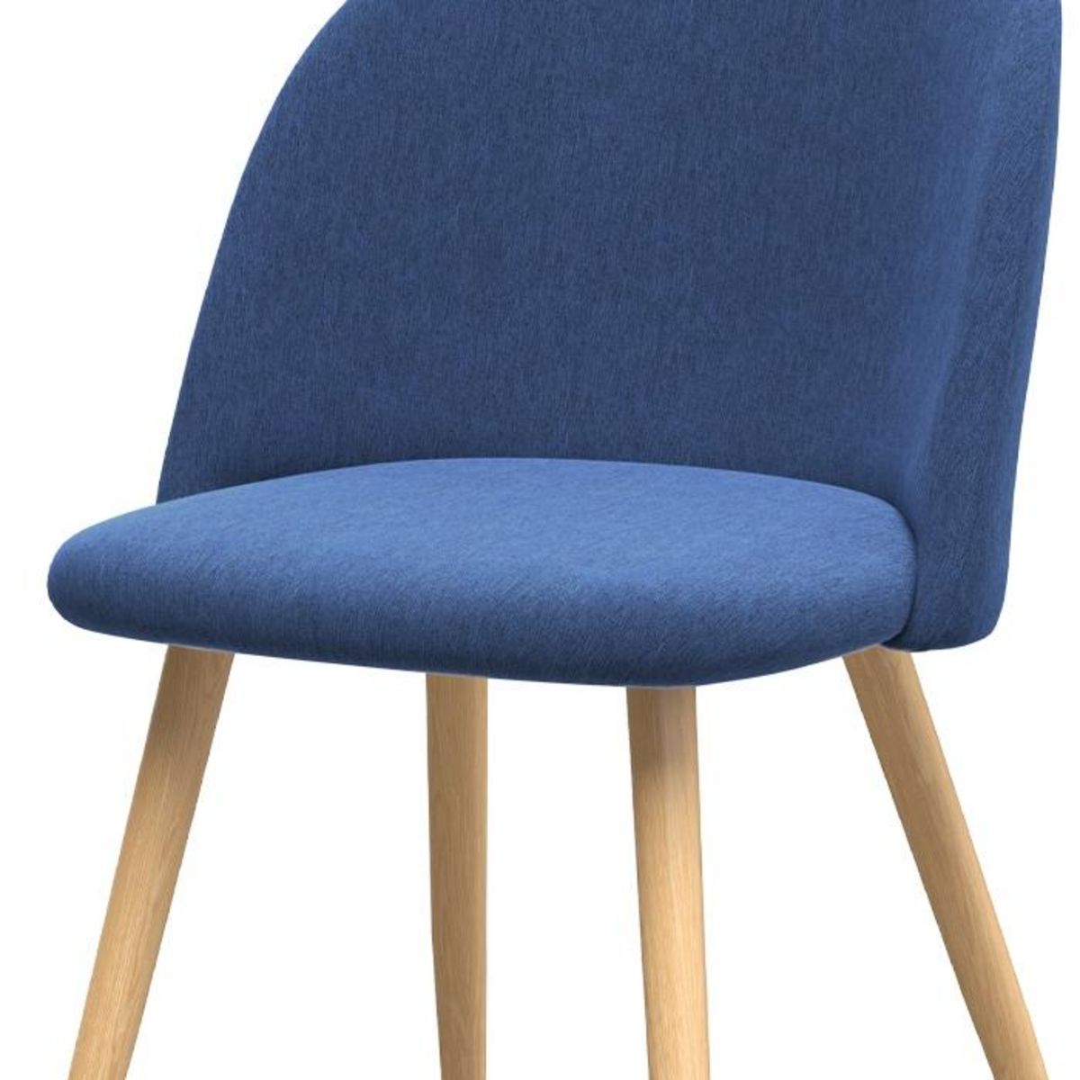 Rendez vous déco Lot de 2 chaises en tissu bleu et pieds en métal effet bois - Cozy