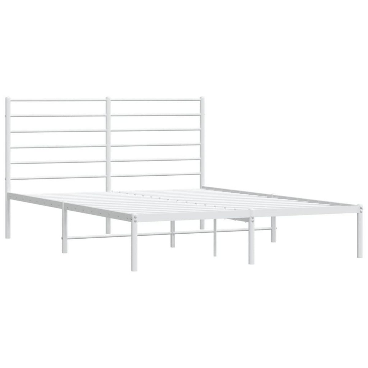 VIDAXL Cadre de lit metal sans matelas et tete de lit blanc 160x200 cm