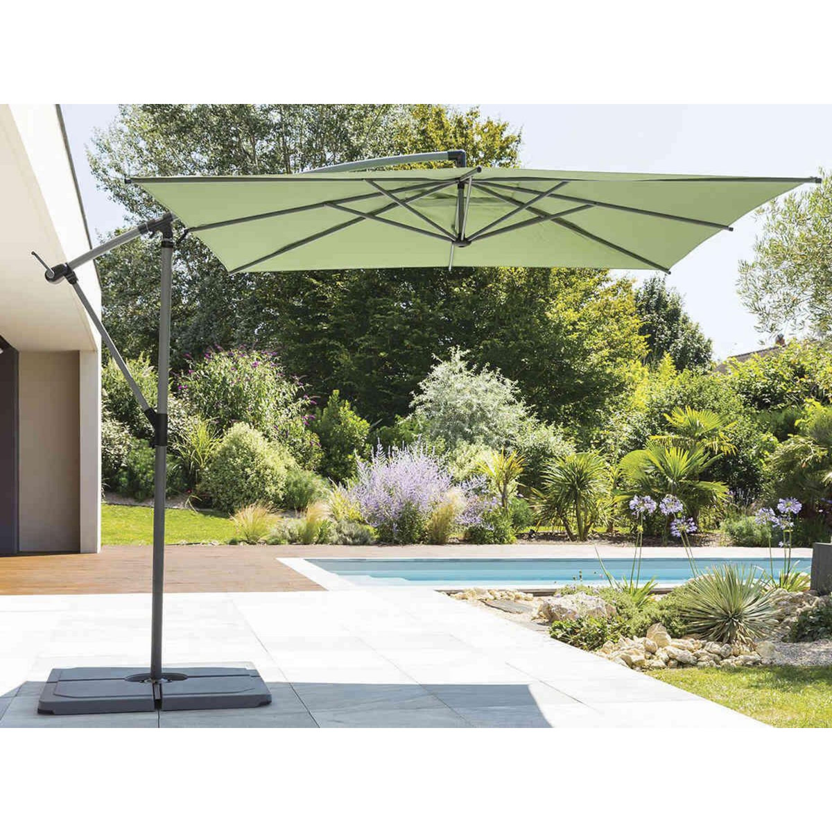 HESPERIDE Parasol déporté carré Manoa Olive - 2,5 x 2,5 m - Hespéride