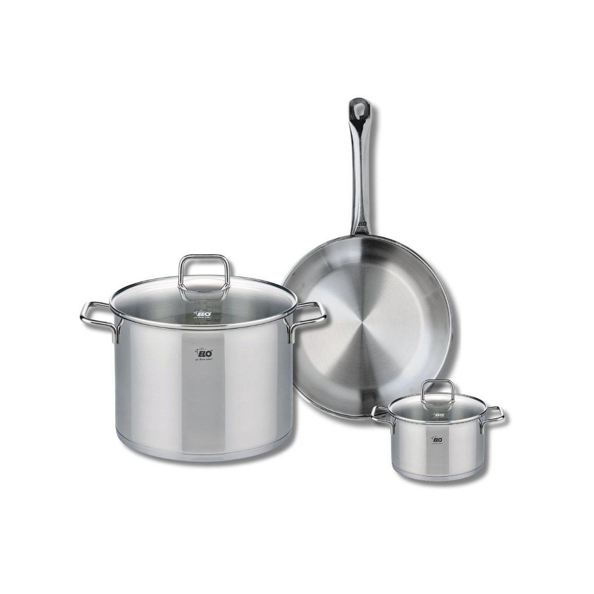 Voir la diapositive 1 : 666 Barcelona Ensemble de 1 Poêle de cuisson 28 cm et 2 faitouts 14 et 26 cm Elo Profi Citrin