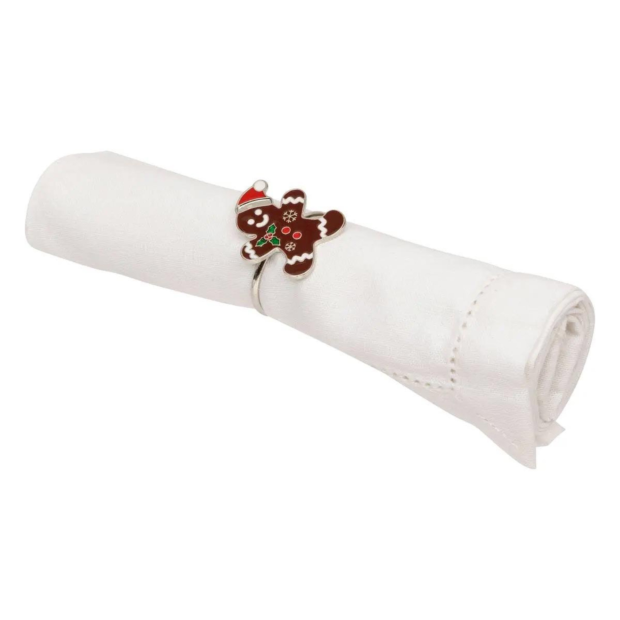 Voir la diapositive 3 : ATMOSPHERA Lot de 2 ronds de serviette  pain d'épices  4cm marron