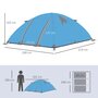 OUTSUNNY Tente de camping 2-3 personnes dim. 268L x 214l x 103H cm - 2 portes zippées, tapis sol, sac transport - alu. polyester gris bleu