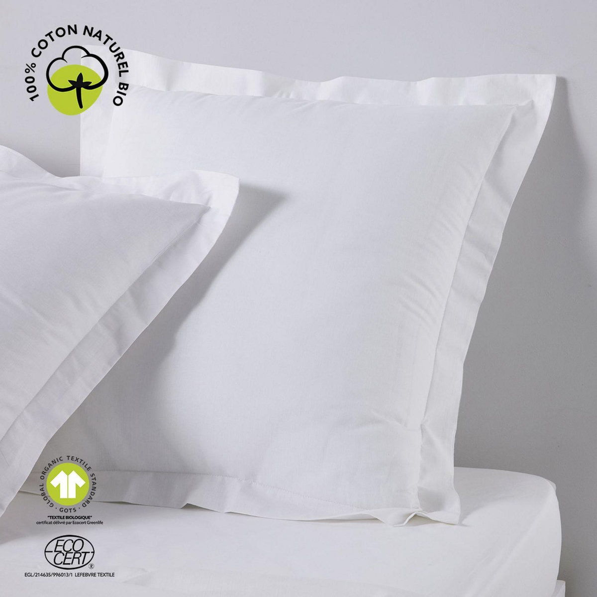 Today Taie d'oreiller carrée à volant plat - 100% coton BIO