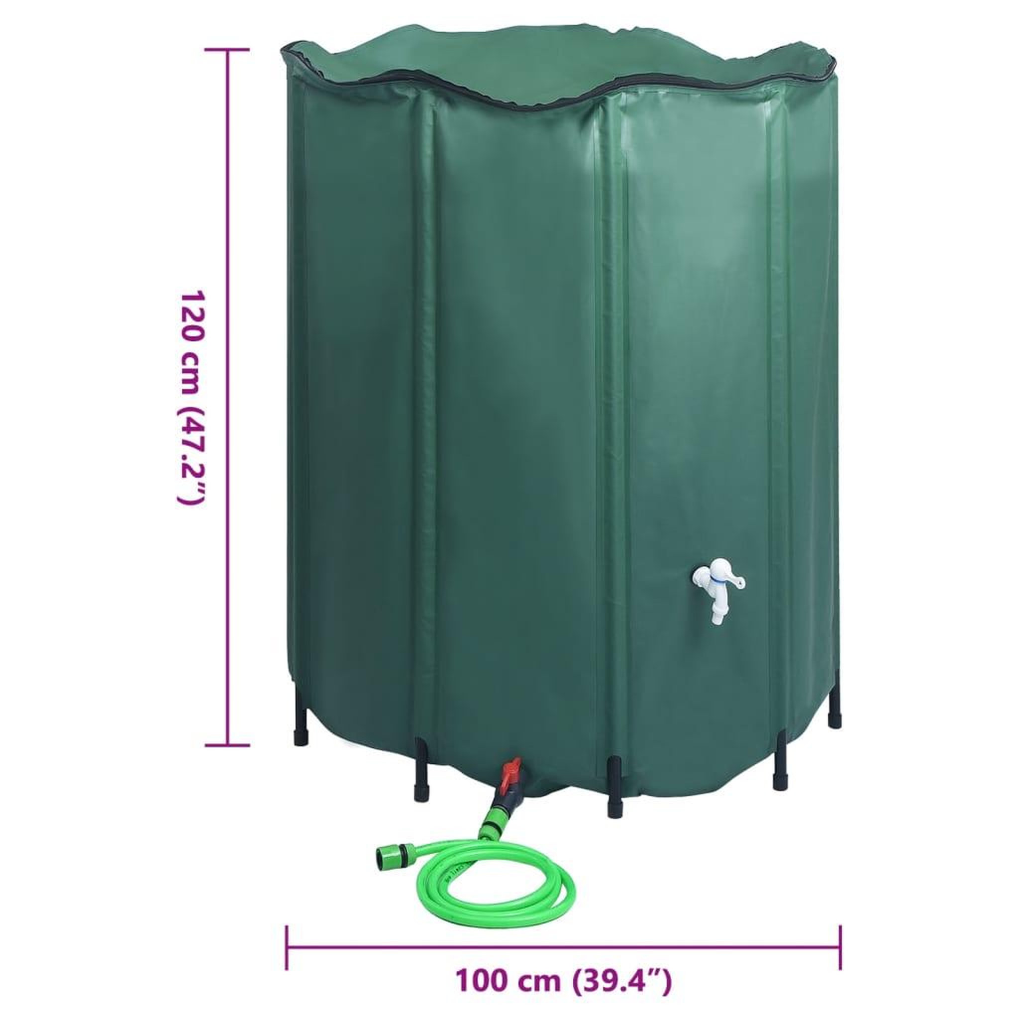 Voir la diapositive 6 : VIDAXL Reservoir pliable d'eau de pluie avec robinet 1000 L