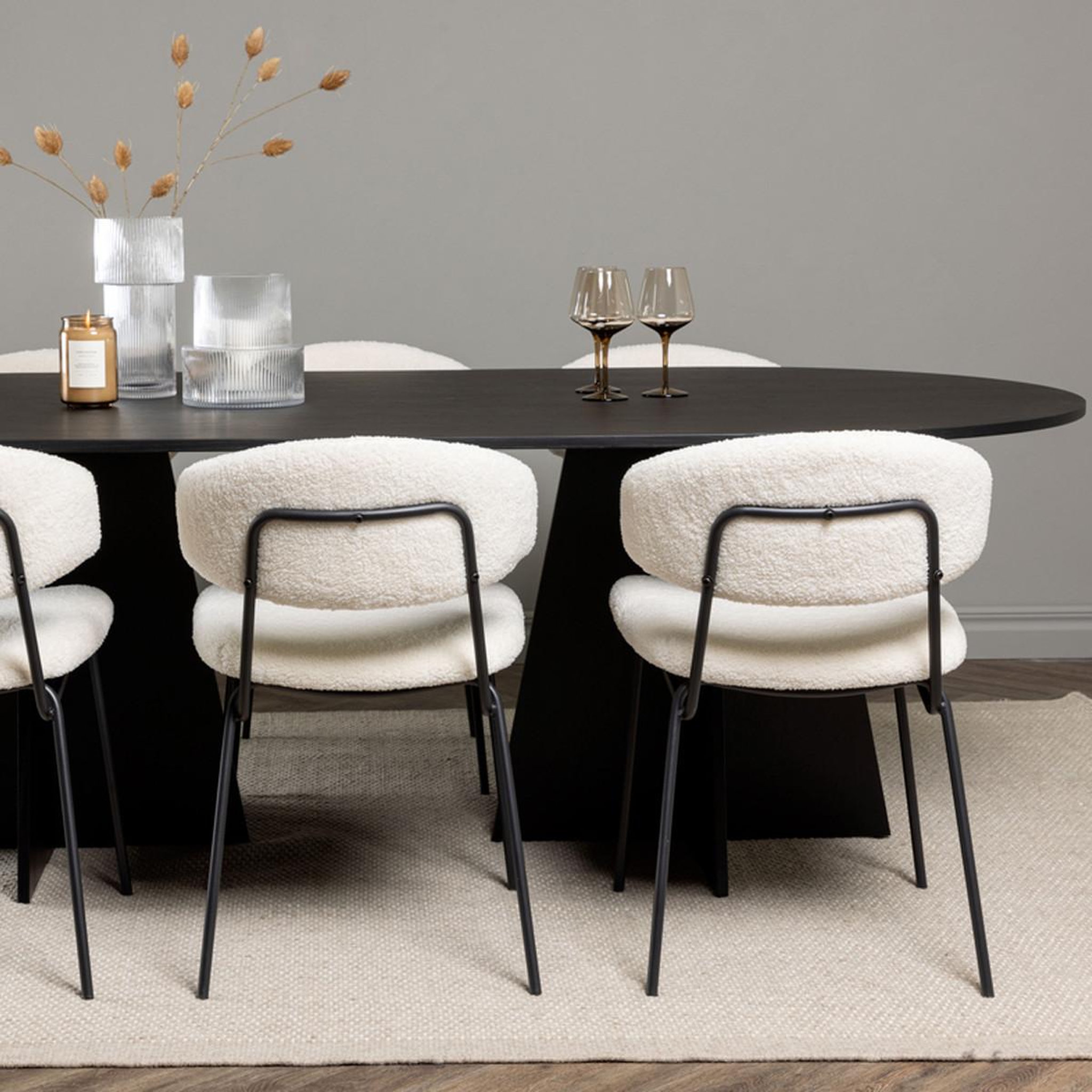 Voir la diapositive 5 : Paris Prix Ensemble table à manger & 6 chaises  bootcut & chico  230cm noir & blanc crème