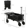 Voir la diapositive 3 : OUTSUNNY Chariot de jardin pliable 4 roues poignée télescopique réglable rangements noir
