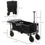 Voir la diapositive 3 : OUTSUNNY Chariot de jardin pliable 4 roues poignée télescopique réglable rangements noir