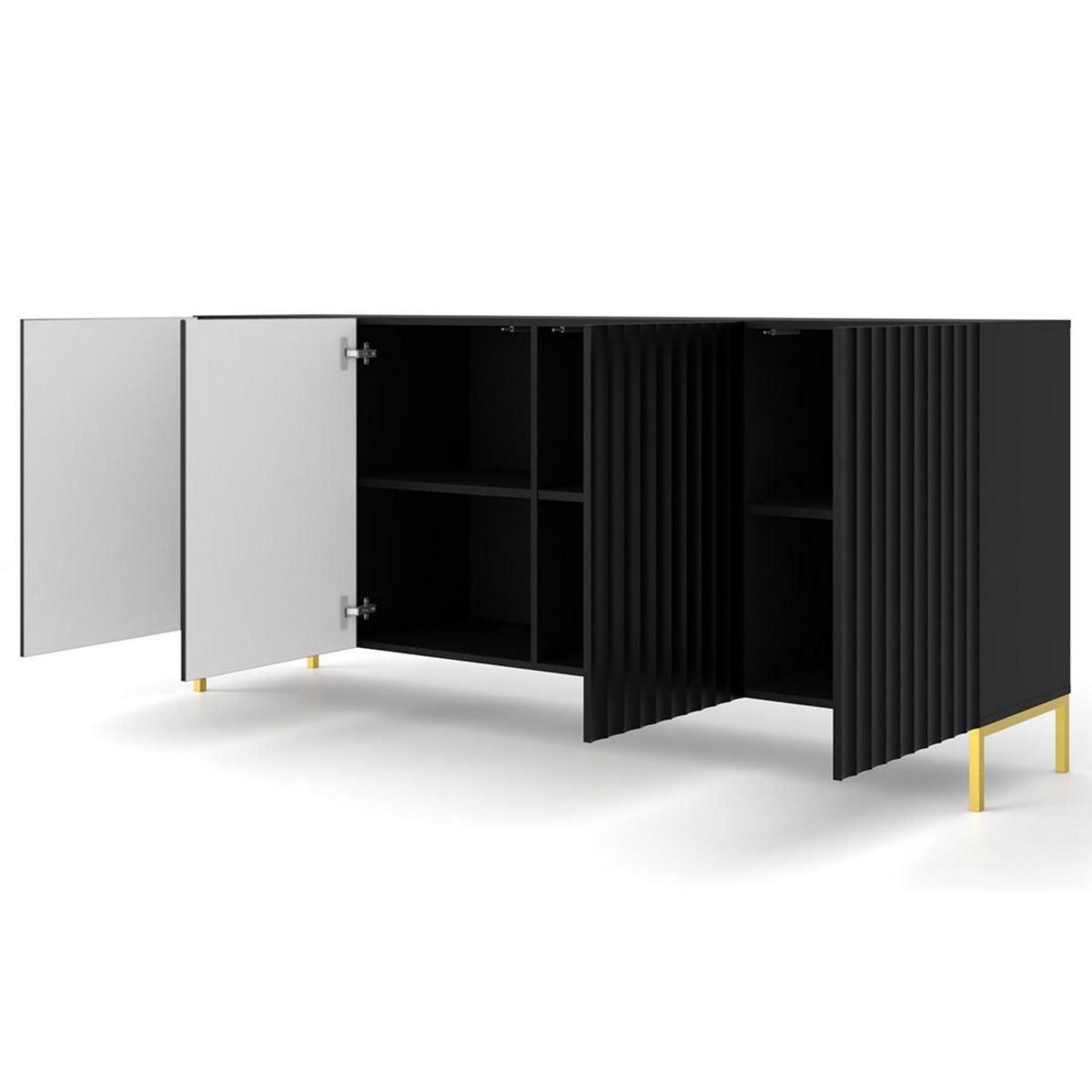 BEST MOBILIER Lara - buffet bas - pieds dorés - 200 cm