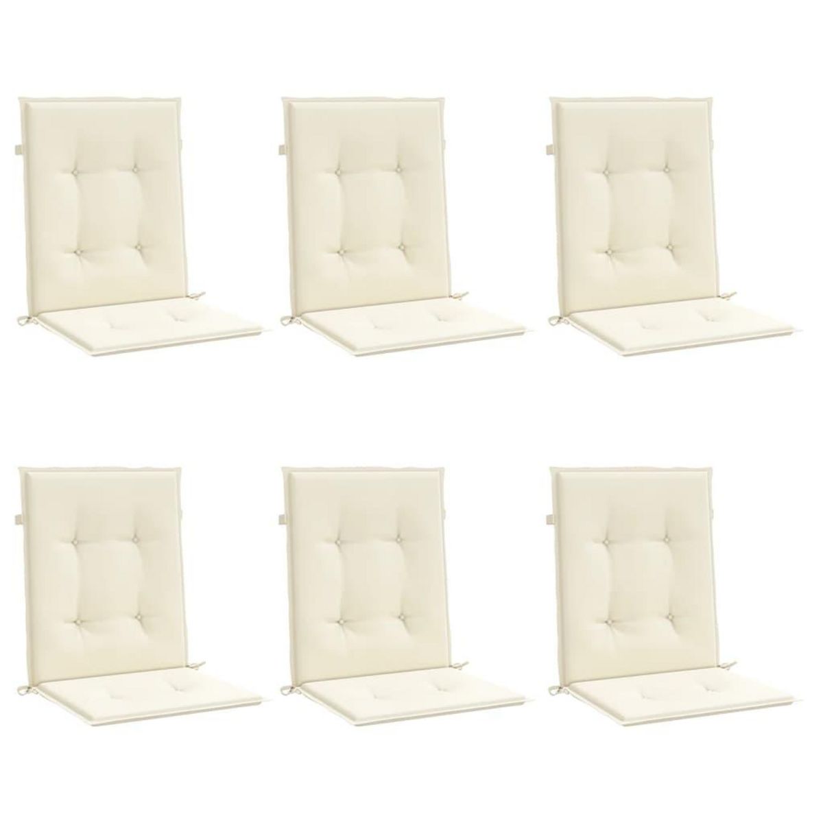 VIDAXL Coussins de chaise de jardin a dossier bas lot de 6 creme
