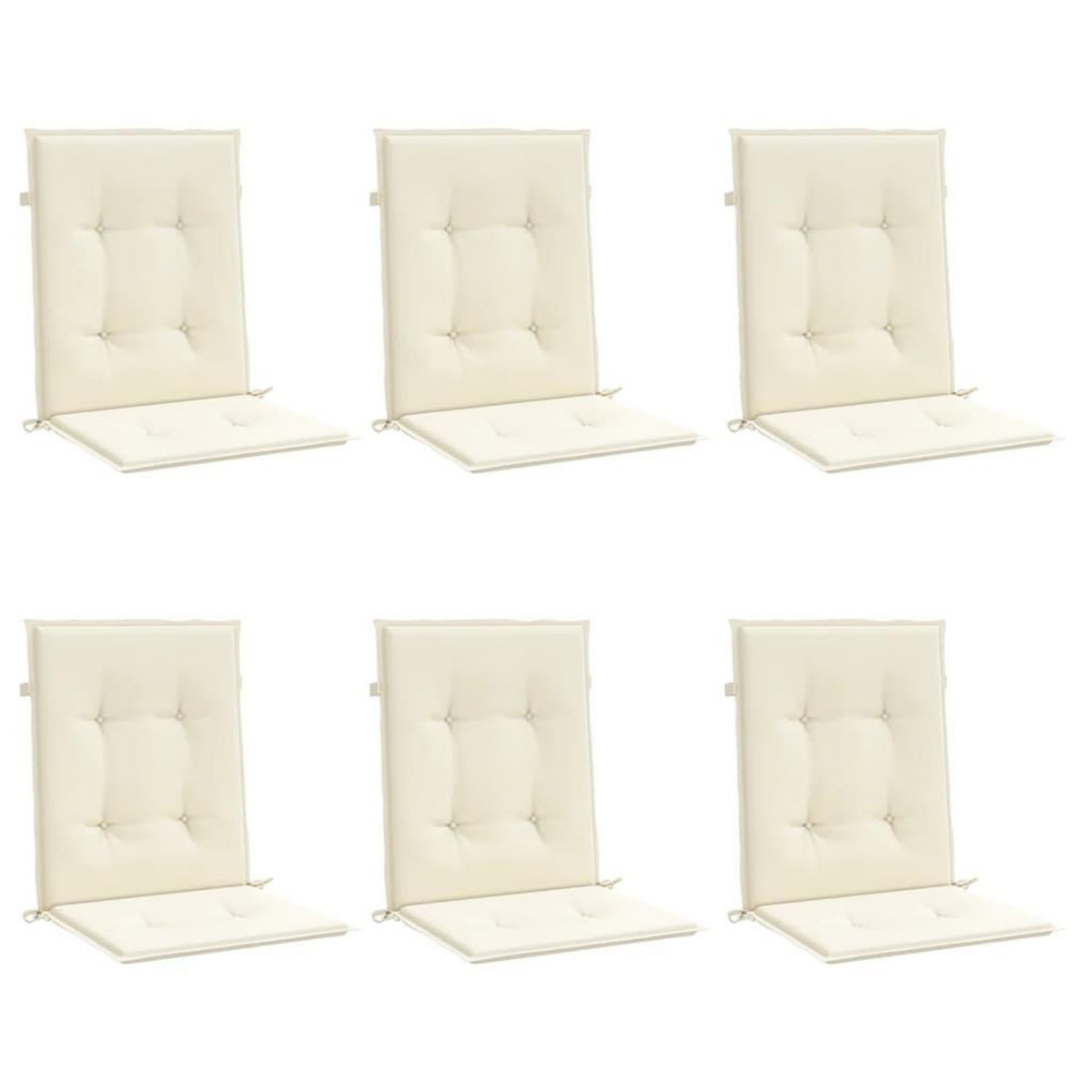 VIDAXL Coussins de chaise de jardin a dossier bas lot de 6 creme