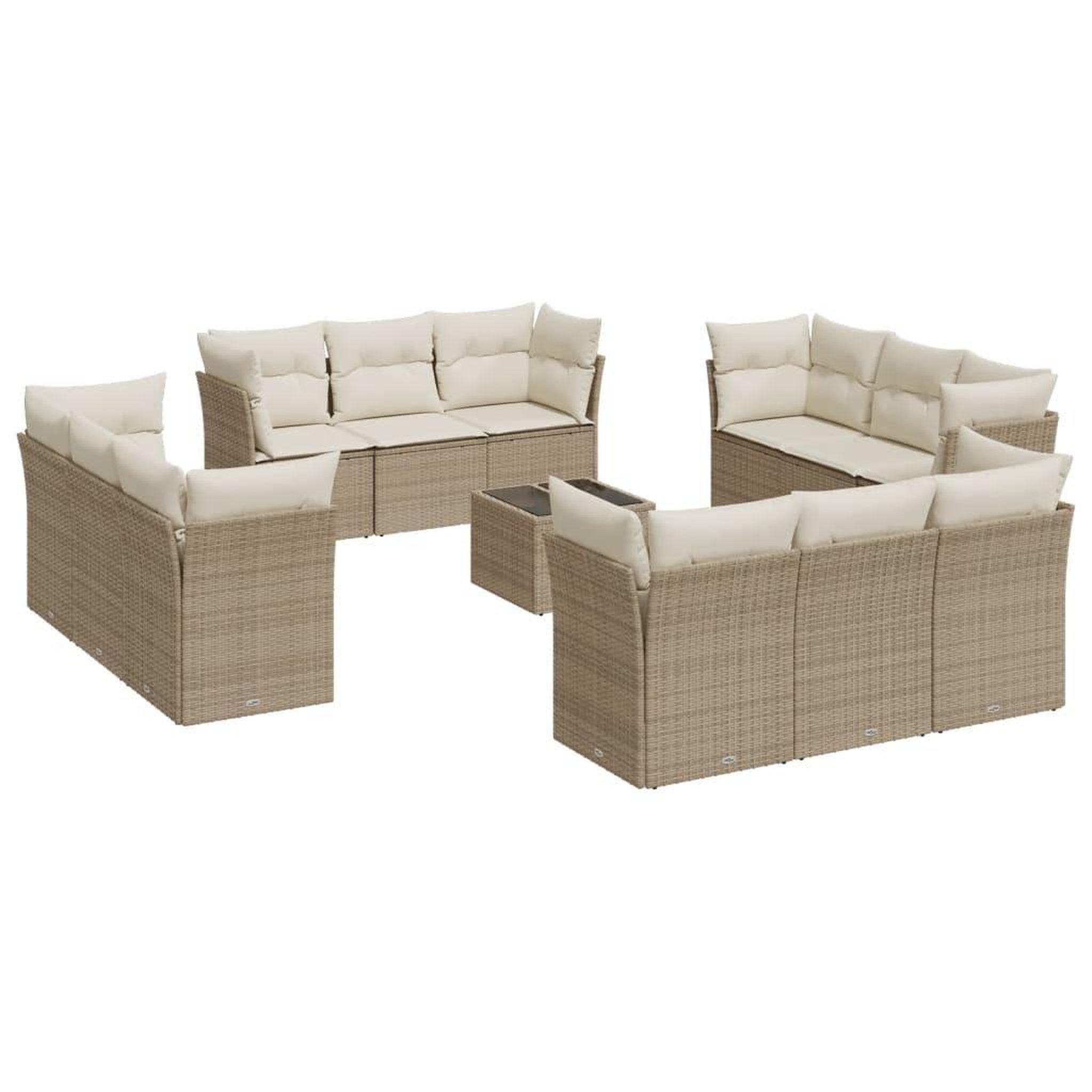 Voir la diapositive 2 : VIDAXL Salon de jardin avec coussins 13 pcs beige resine tressee