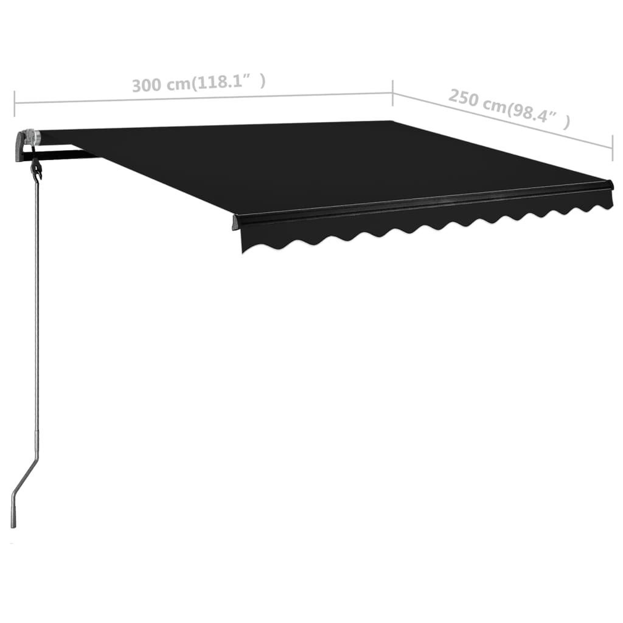 Voir la diapositive 6 : VIDAXL Auvent manuel retractable avec LED 300x250 cm Anthracite