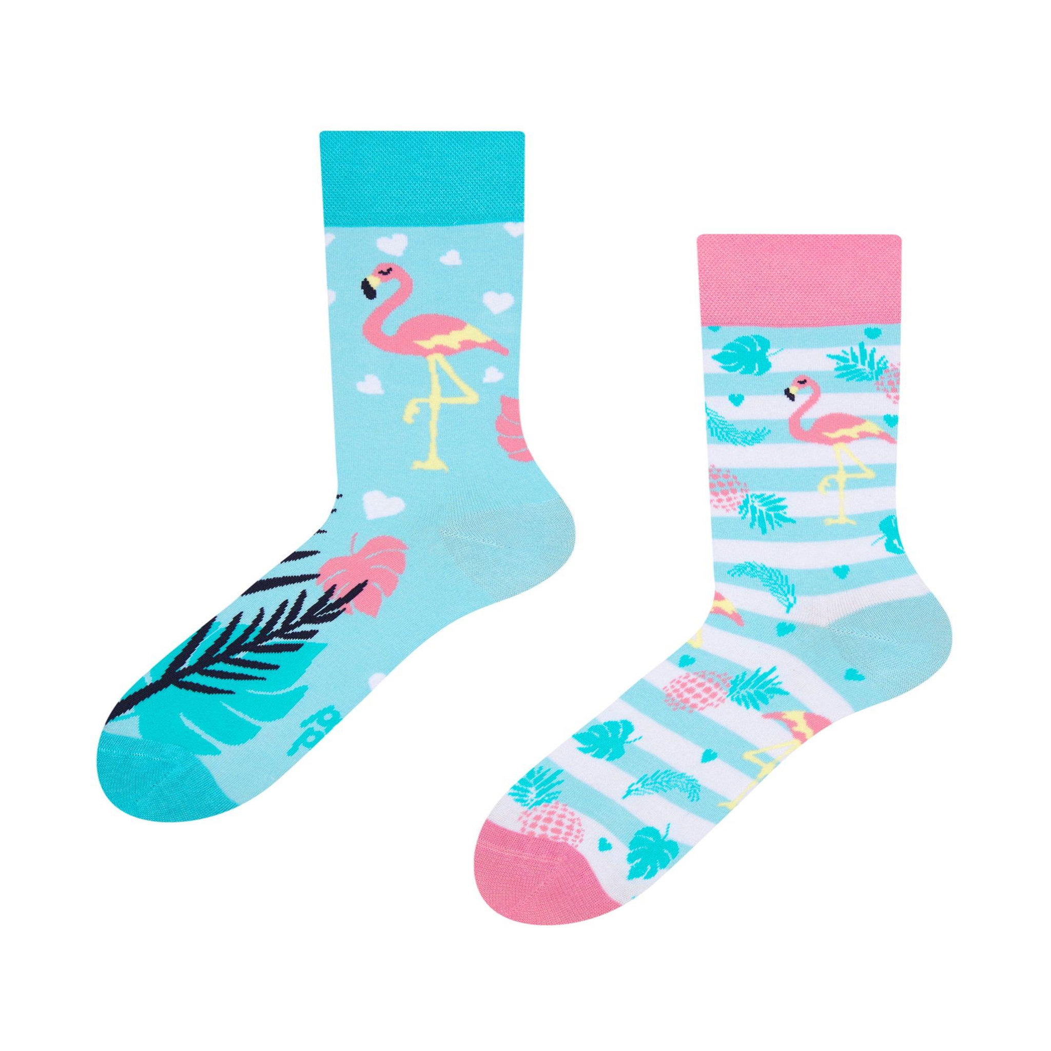 DEDOLES Chaussettes flamants roses amoureux. Coloris disponibles : Multicolore