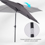 Voir la diapositive 4 : OUTSUNNY Parasol en métal rond polyester 180g/m² manivelle inclinable Ø 3 x 2,45 m gris