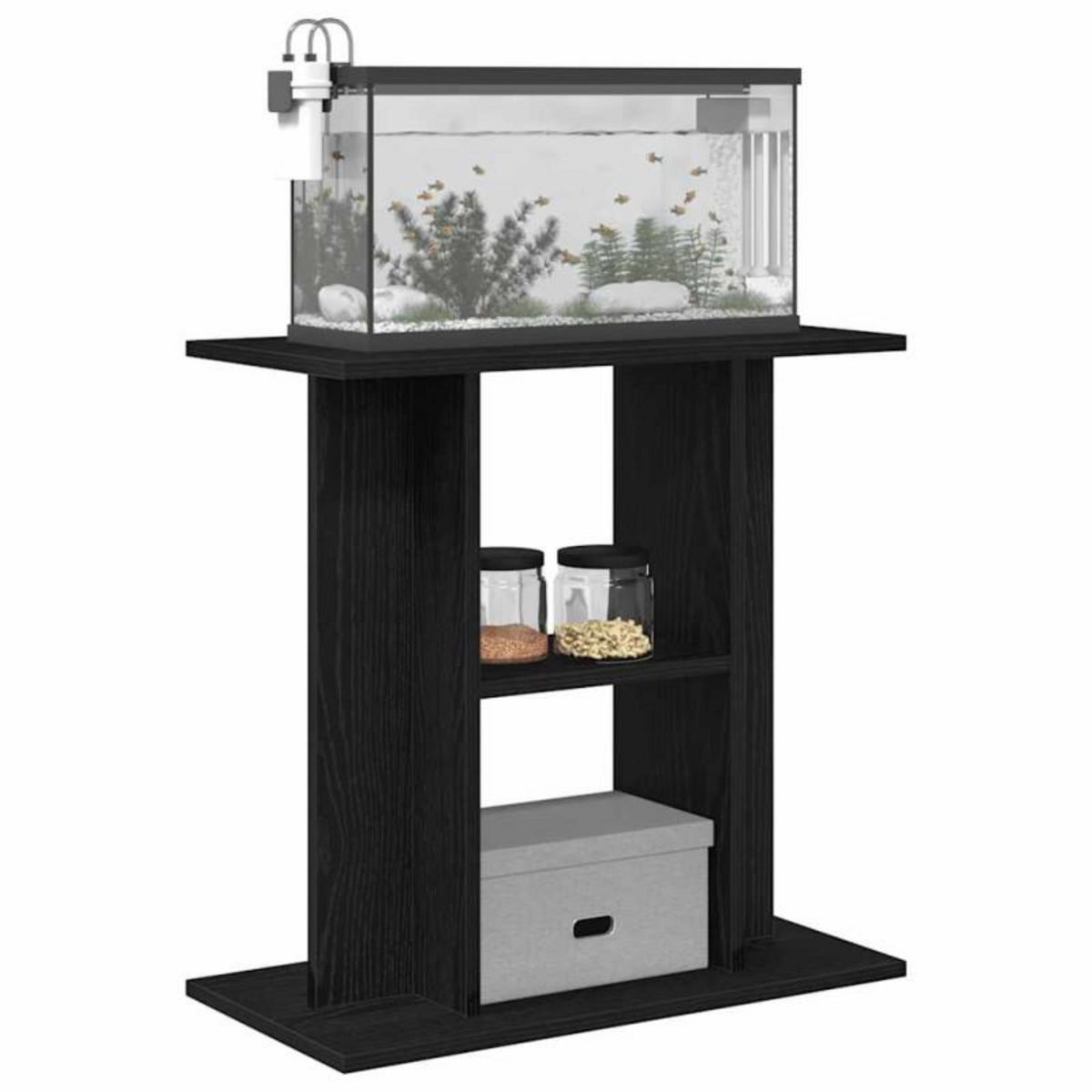 VIDAXL Support pour aquarium chêne noir 60x30x60 cm bois d ingénierie