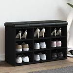 VIDAXL Banc a chaussures noir 82x32x50 cm bois d'ingenierie