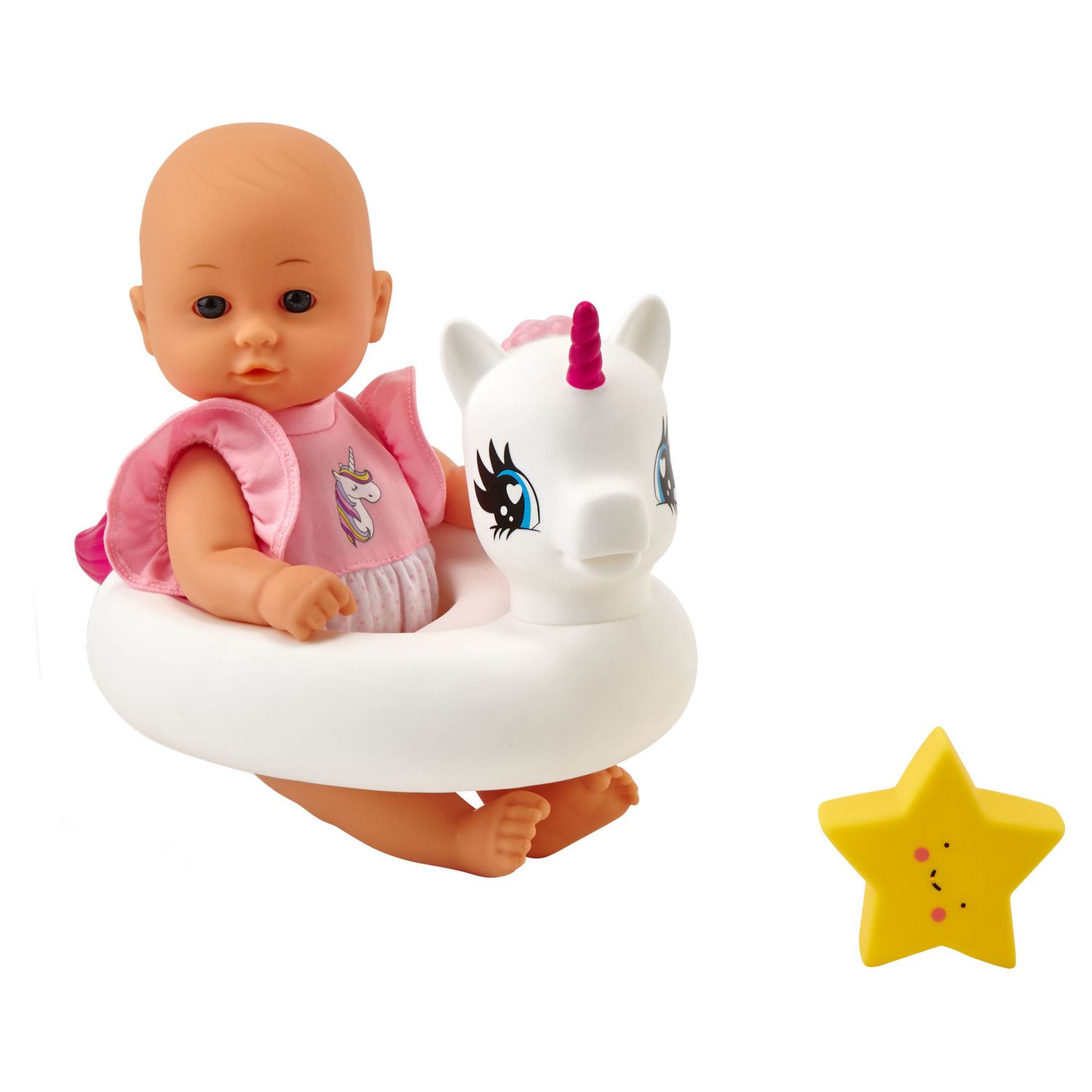 One Two Fun Mon Bébé 30 cm sur sa bouée - Licorne