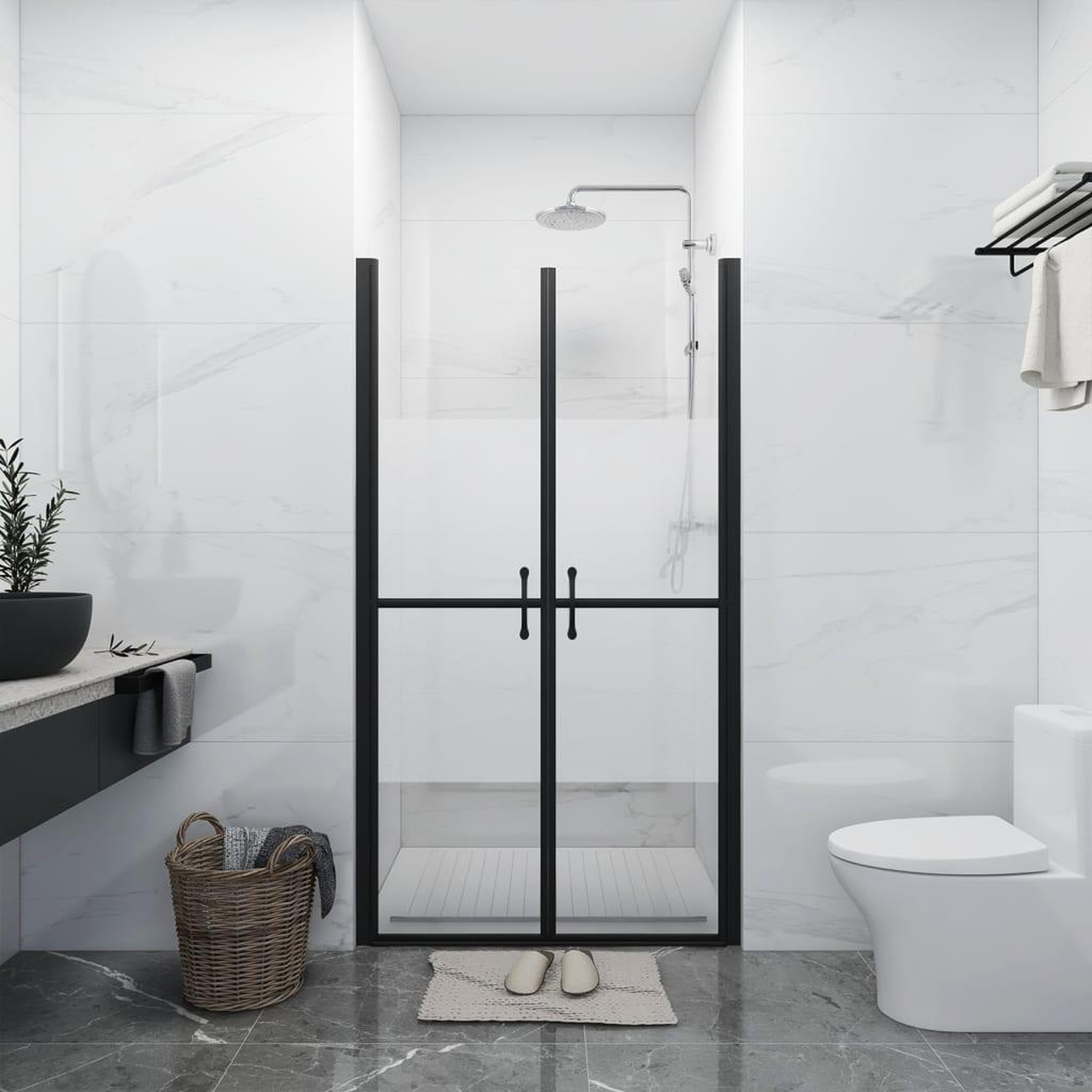VIDAXL Porte de douche ESG demi-depoli (83-86)x190 cm