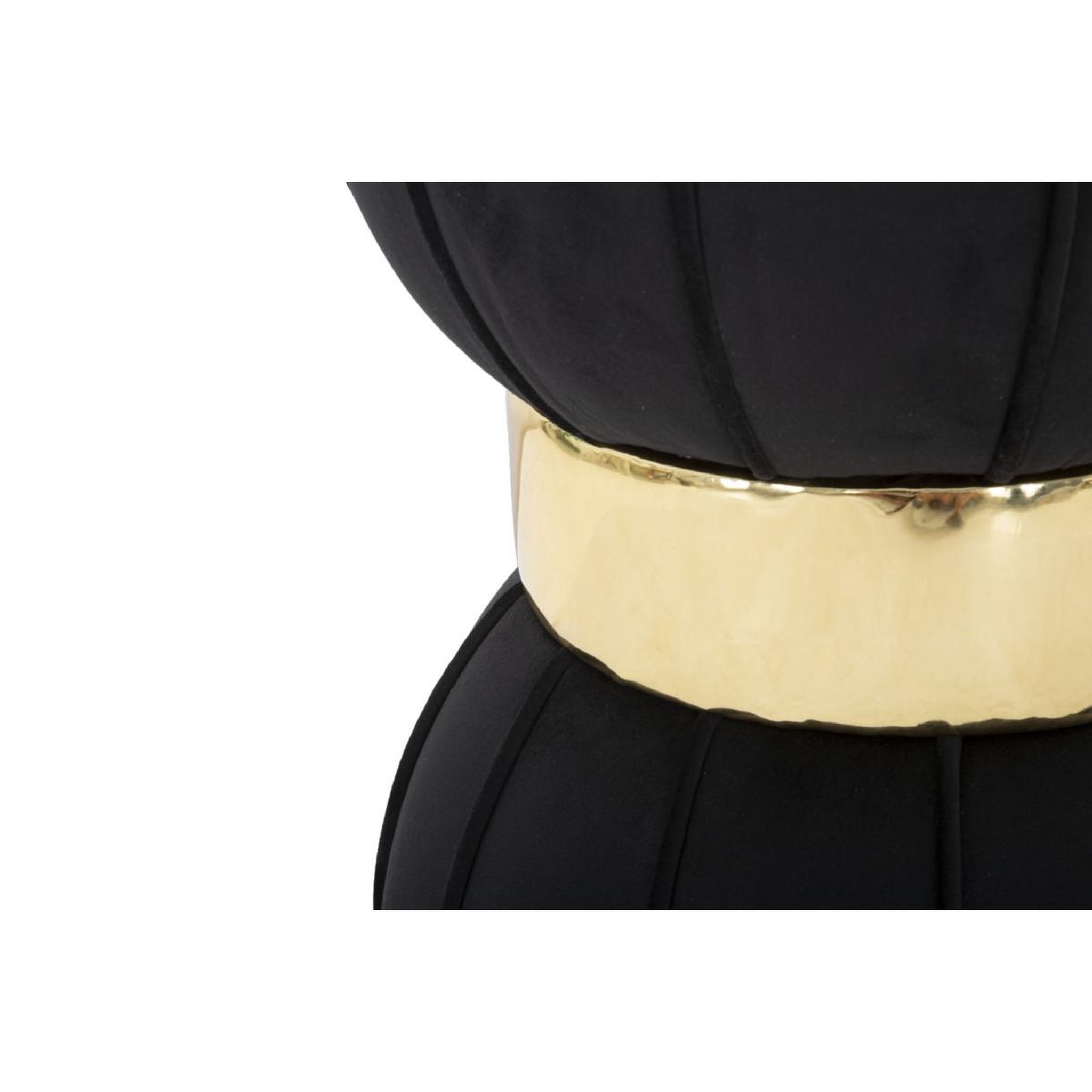 Voir la diapositive 3 : Paris Prix Pouf design en velours  flower  44cm noir & or