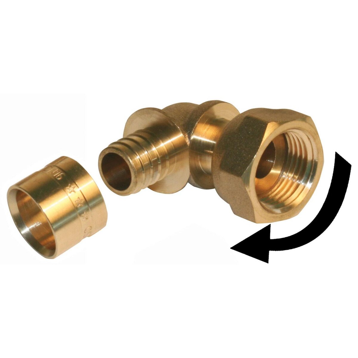 CENTRALE BRICO Raccord coudé avec écrou libre à glissement laiton F 15 x 21 pour tube en per
