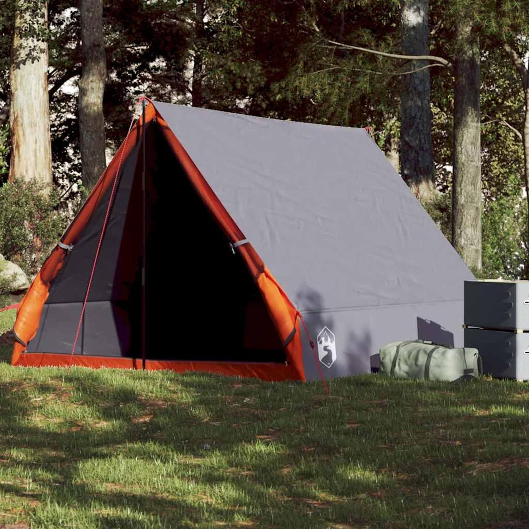 VIDAXL Tente de camping en forme de A 2 personnes gris impermeable