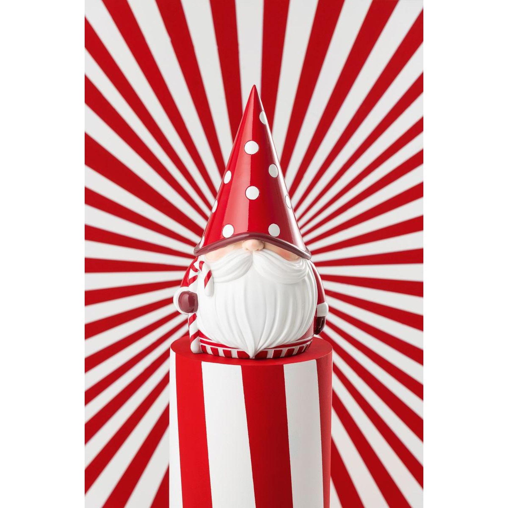 Voir la diapositive 4 : J-LINE Gnome père-noël  pois  41cm rouge & blanc