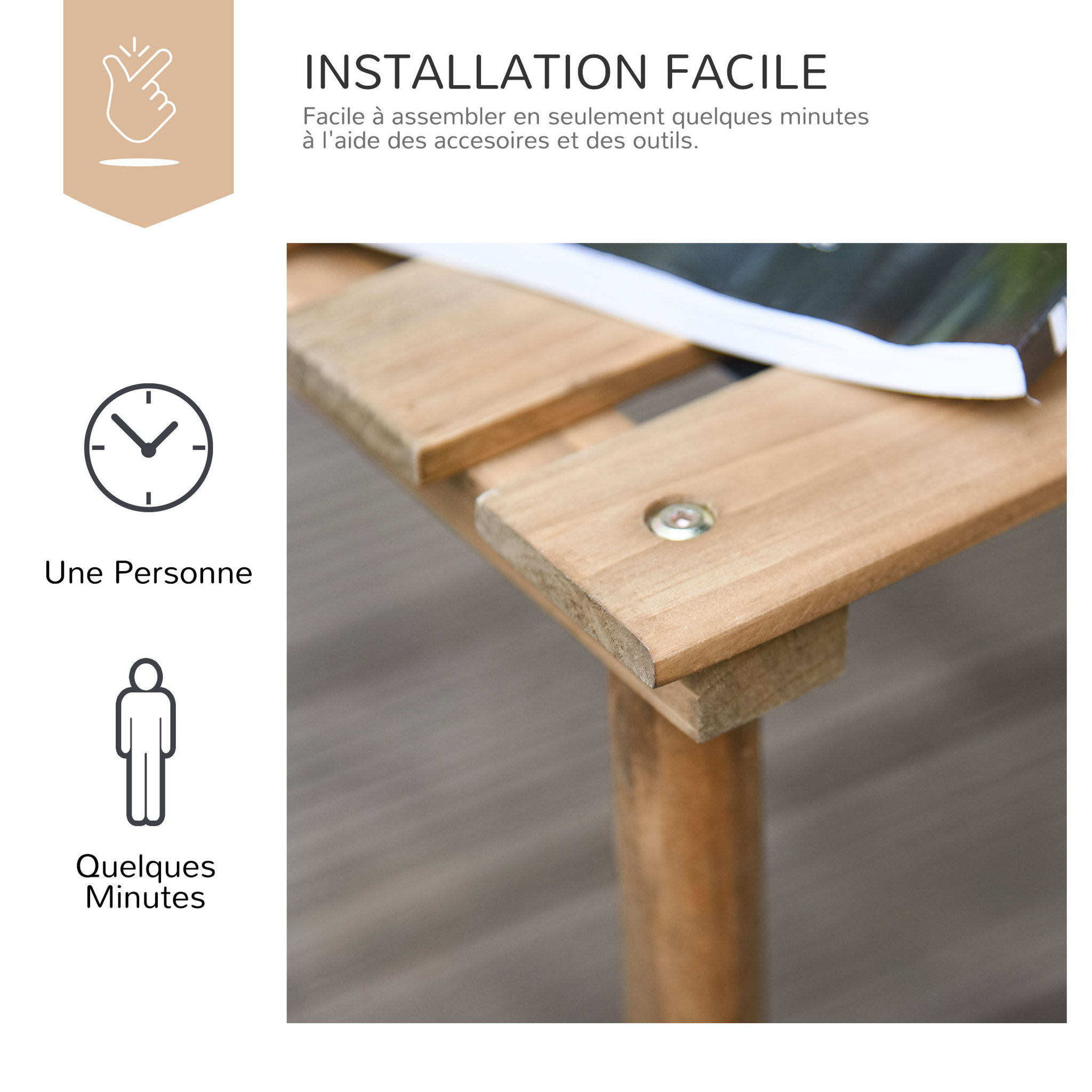 Voir la diapositive 6 : OUTSUNNY Table basse pliable de jardin camping plateau à lattes dim. 58L x 58l x 40H cm sac transport inclus bois sapin pré-huilé