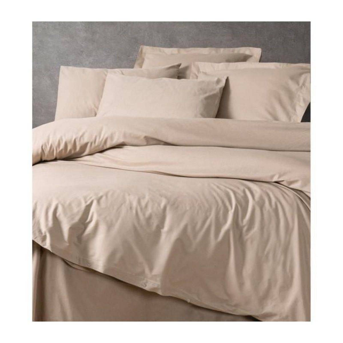 GENERIQUE Parure de lit - 129CTN64627 - 1 housse de couette 220 x 240 cm + 2 taies d'oreiller 60 x 60 cm - 100% coton ranforcé - Beige