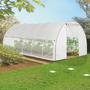 Voir la diapositive 2 : ID MARKET Serre tunnel de jardin 18M² blanche relevable avec moustiquaire